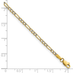 14k 2.3mm Semi-solid with Rhodium Pav‚ Figaro Chain