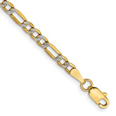 14k 3.2mm Semi-solid withRhodium Pav‚ Figaro Chain