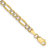 14k 3.9mm Semi-solid with Rhodium Pav‚ Figaro Chain