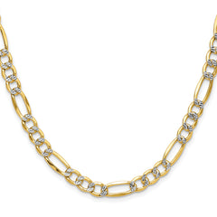 14k 6.5mm Semi-solid with Rhodium Pav‚ Figaro Chain