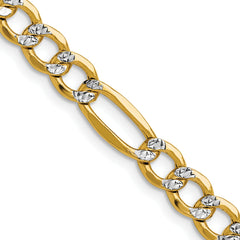 14k 6.5mm Semi-solid with Rhodium Pav‚ Figaro Chain