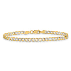 14k 3.4mm Semi-solid with Rhodium Pav‚ Curb Chain