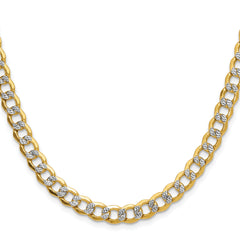 14k 7.1mm Semi-solid with Rhodium Pav‚ Curb Chain