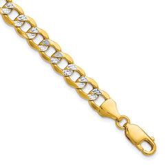 14k 7.1mm Semi-solid with Rhodium Pav‚ Curb Chain