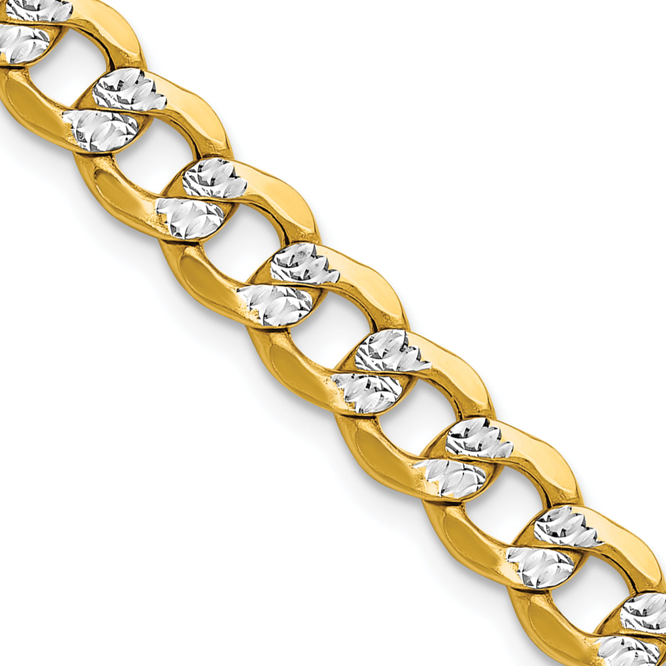 14k 7.1mm Semi-solid with Rhodium Pav‚ Curb Chain
