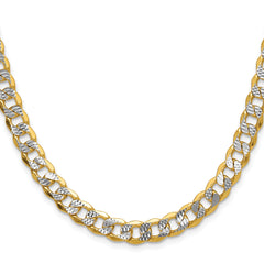 14k 7.75mm Semi-solid with Rhodium Pav‚ Curb Chain