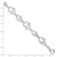 Sterling Silver Polished Paw Print Bracelet