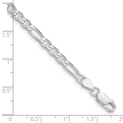 Sterling Silver Rhodium-plated 3.75mm Figaro Anchor Chain