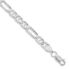 Sterling Silver Rhodium-plated 6.5mm Figaro Anchor Chain