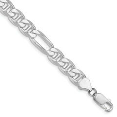Sterling Silver Rhodium-plated 8.25mm Figaro Anchor Chain