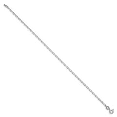 Sterling Silver Rhodium-plated 2.2mm Diamond-cut Long Link Cable Chain