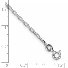 Sterling Silver Rhodium-plated 2.2mm Diamond-cut Long Link Cable Chain