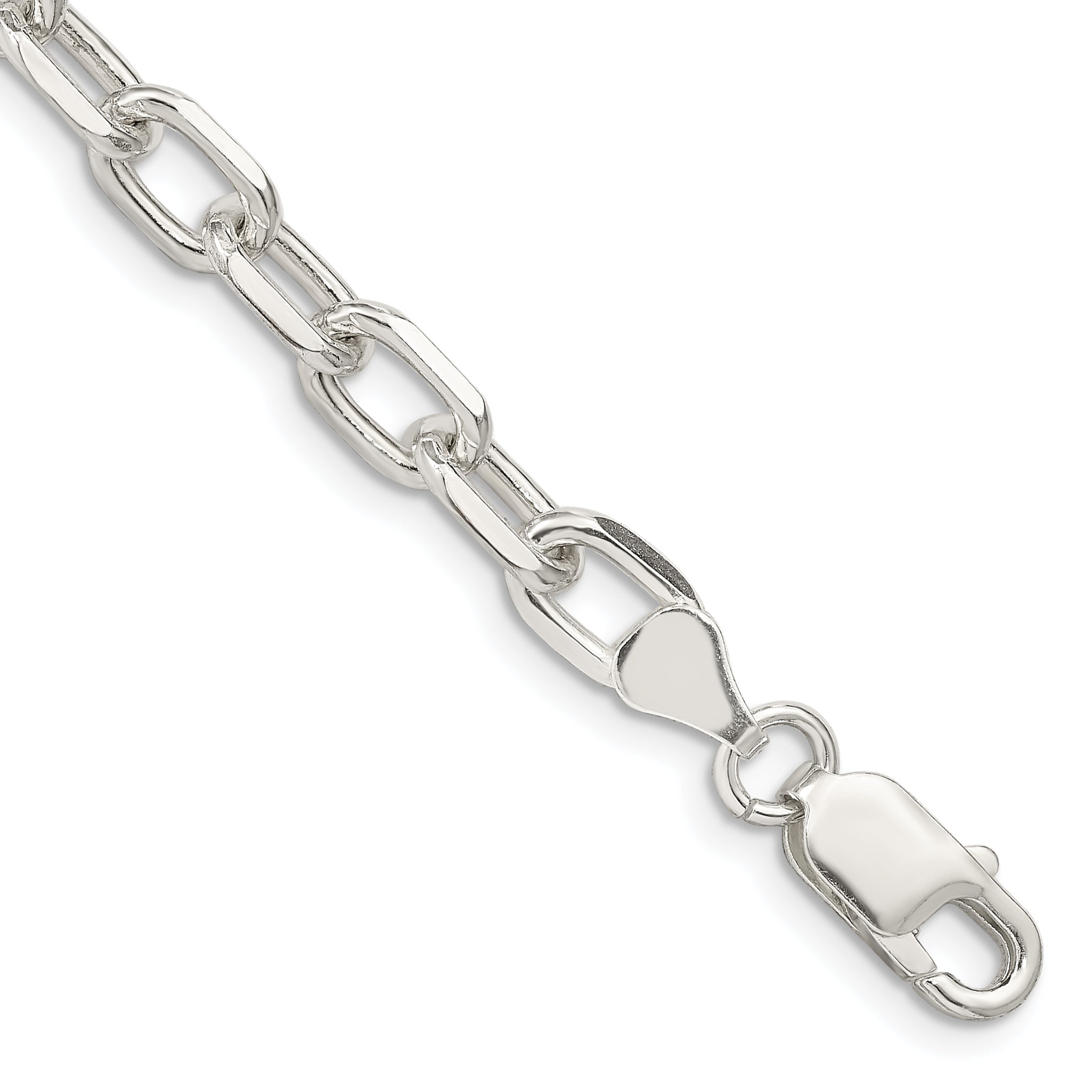 Sterling Silver 6.65mm Diamond-cut Long Link Cable Chain