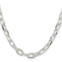 Sterling Silver Rhodium-plated 7.5mm Diamond-cut Long Link Cable Chain