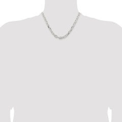 Sterling Silver Rhodium-plated 7.5mm Diamond-cut Long Link Cable Chain