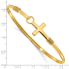 Sterling Silver Gold-tone Polished Cross Bangle