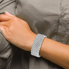 Sterling Shimmer Sterling Silver Rhodium-plated 6.75 inch 759 Stone CZ Mesh Bracelet