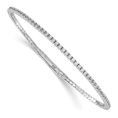 Sterling Shimmer Sterling Silver Rhodium-Rhodium-Plated 85 Stone 1.7mm CZ 7 inch Flexible Bangle Bracelet