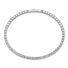 Sterling Silver Rhodium-plated CZ 8in Flexible Bangle Bracelet