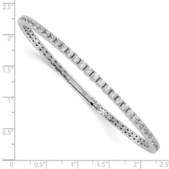Sterling Silver Rhodium-plated CZ 8in Flexible Bangle Bracelet