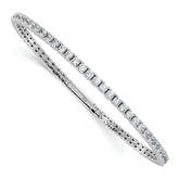 Sterling Silver Rhodium-plated CZ 8in Flexible Bangle Bracelet