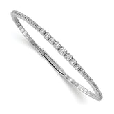 Sterling Shimmer Sterling Silver Rhodium-plated 61 Stone CZ Flexible Bangle Bracelet