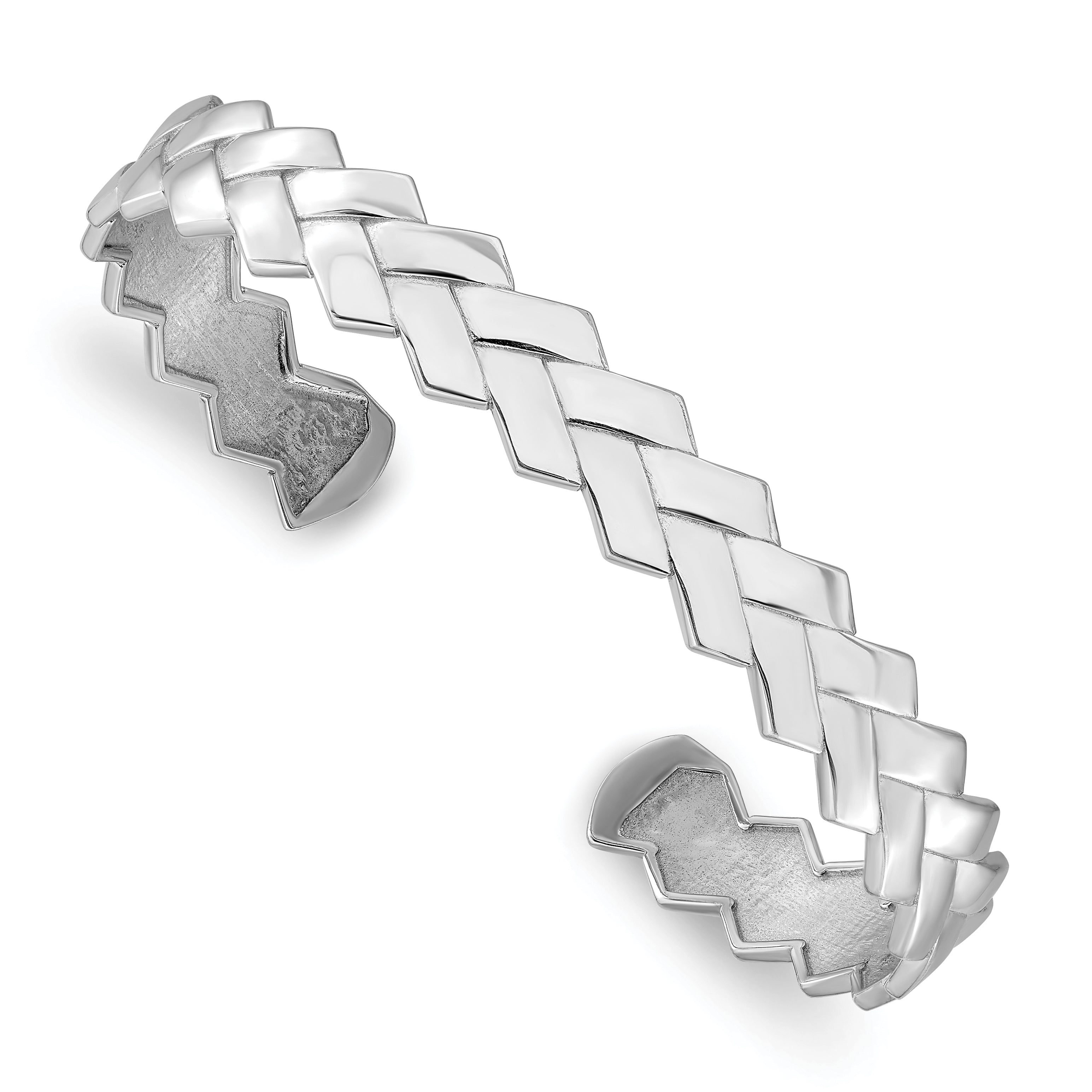 Sterling Silver Rhodium-Rhodium-Plated Polished Cuff Bangle