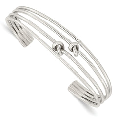Sterling Silver Polished 4 Band Knots Cuff Bangle