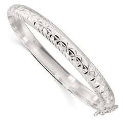 Sterling Silver Polished and D/C 7.25mm Hinged Bangle