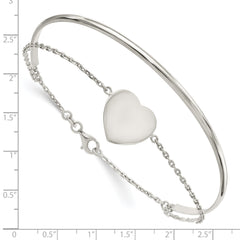 Sterling Silver Polished Heart Bracelet/Bangle