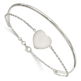 Sterling Silver Polished Heart Bracelet/Bangle
