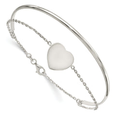 Sterling Silver Polished Heart Bracelet/Bangle