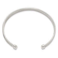 Sterling Silver Polished Textured Cuff Bangle Bracelet