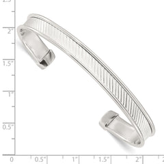 Sterling Silver Polished Textured Cuff Bangle Bracelet