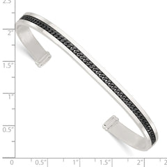 Sterling Silver with Black Rhodium Inlay Cuff Bangle