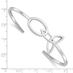 Sterling Silver Rhodium-plated Trinity Knot Cuff Bangle