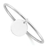Sterling Silver Rhodium-plated w/Disc Dangle Slip on Bangle