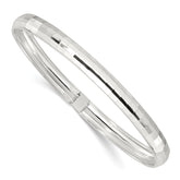Sterling Silver Polished Textured Flexible Bangle Bracelet