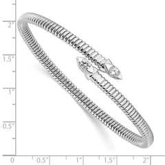 Sterling Silver Rhodium-plated Textured CZ Bypass Cuff Bangle Bracelet
