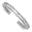 Sterling Silver Rhod-plated Textured CZ Moveable Wrap Bangle Bracelet
