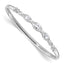 Sterling Silver Rhodium-plated Polished CZ Hook Closure Bangle Bracelet