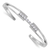 Sterling Silver Rhodium-plated Polished CZ Cuff with Hinge Bangle Bracelet