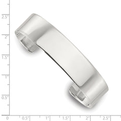 Sterling Silver Polished 15mm Flat Cuff Bangle