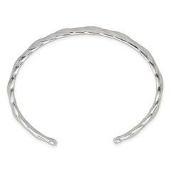 Sterling Silver Polished and Textured Twisted Cuff Bangle Bracelet