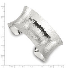 Sterling Silver Polished 30mm Concave Hammered Cuff Bangle