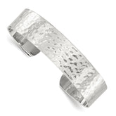 Sterling Silver Polished 15mm Flat Hammered Cuff Bangle