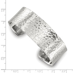 Sterling Silver Polished 20mm Flat Hammered Cuff Bangle