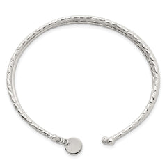 Sterling Silver Polished and Textured Triple Band Cuff Bangle Bracelet