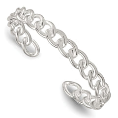 Sterling Silver Polished Curb Link Cuff Bangle