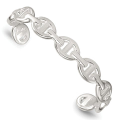 Sterling Silver Polished Anchor / Mariner Link Cuff Bangle